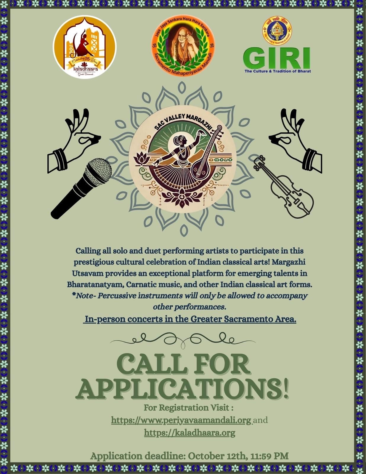 Sac Valley Margazhi Applications Open